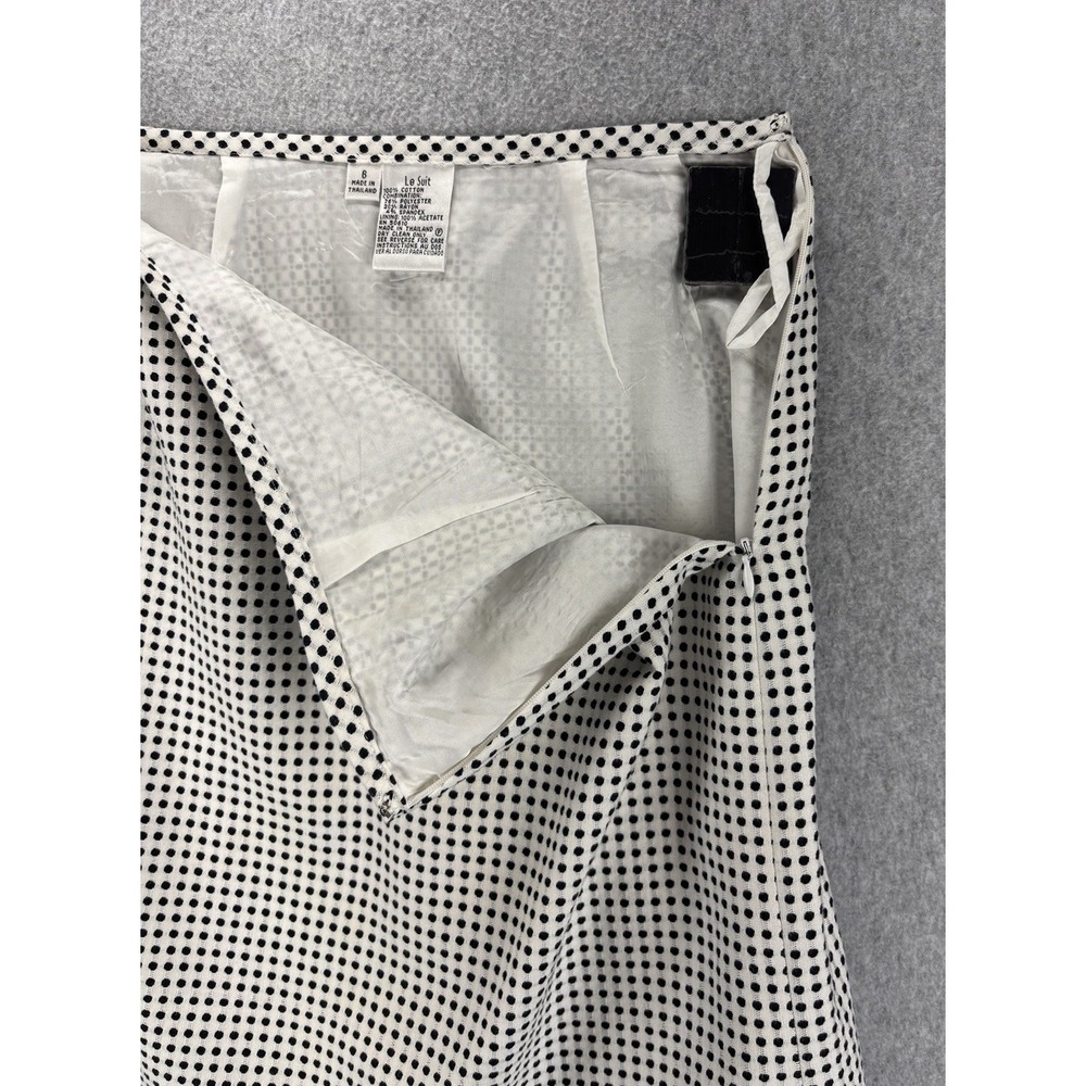 Le Suit‎ Polka Dot Pencil Skirt 6 Black White Lined Career Office Classic Chic - Picture 6 of 12